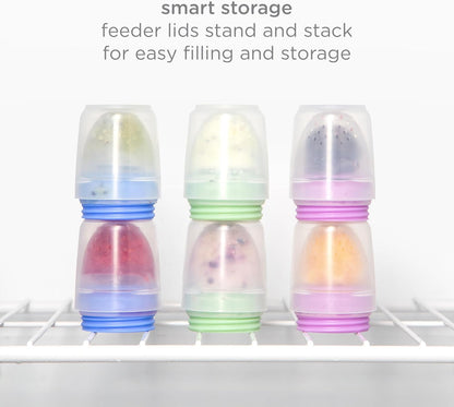 Ubbi Baby Food Feeder & Freezer Tray Set, Infant Teething Relief, BPA-Free, Safely Introduce Solids and Self Feeding, Freezable Popsicle Molds, Dishwasher Safe, Smoothie Purple & Zest Green