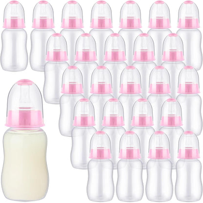 SiliFine 30 Pcs Baby Shower Favors Party Bottle Chug Game Mini Bottles Gift Sets for Gender Reveal Birthday Party Supplies Gift (Pink)