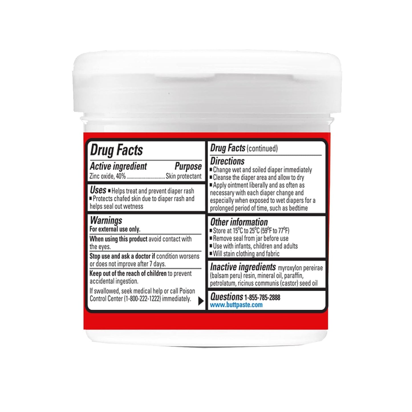 Boudreaux’s Butt Paste Max Strength Diaper Rash Cream for Baby, Ointment With Zinc Oxide, 14 oz Flip-Top Jar