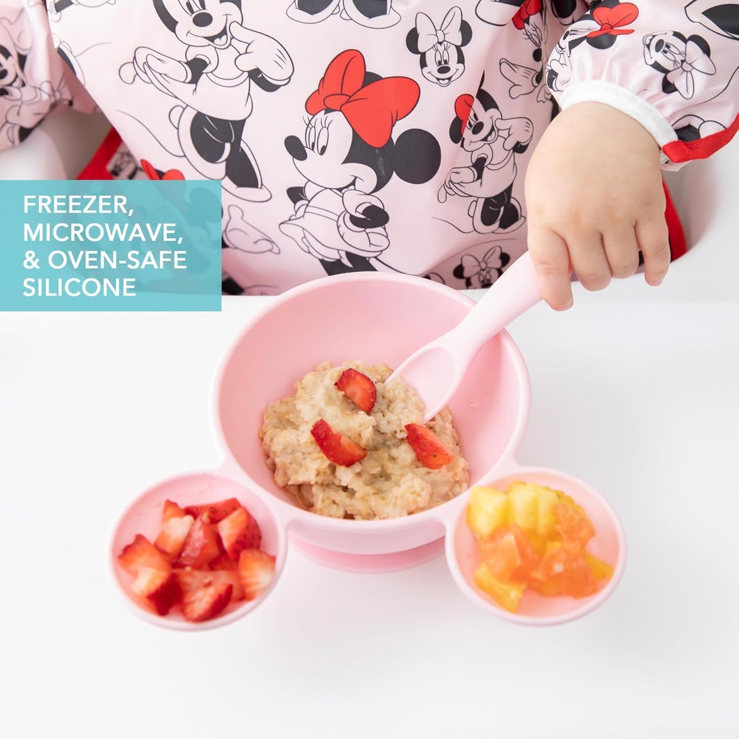 Bumkins Baby Bowl, Silicone Feeding Set with Suction for Baby and Toddler, Includes Spoon and Lid, First Feeding Set, Training Essentials for Baby Led Weaning for Babies 4 Months Up, Sage