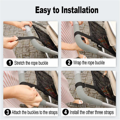 Universal Stroller Organizer, Universal Baby Stroller Hanging Mesh Pocket with Detachable Straps, Infant Prams Storage Organizer Bag