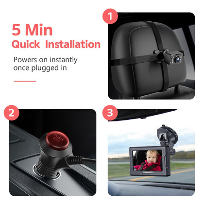 Itomoro Baby Car Camera, 4.3'' 1080P Night Vision Car Baby Mirror with Camera 5 Mins Easy Installation Crystal Clear Wide View for Rear Facing Seat ACZ407