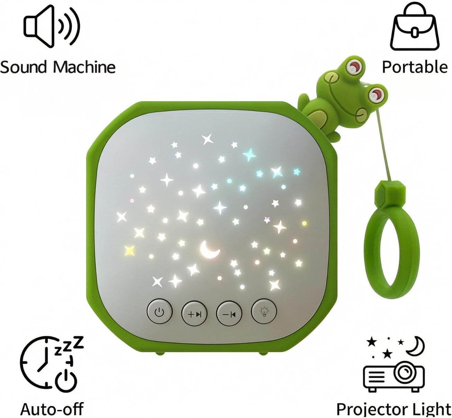 Portable White Noise Sound Machine with Star Projector | Sound Therapy Calm Music Machine Baby Sleep Soother with Hook for Home, Car Travel, Nursery, Infant, Kids Gifts (Lucky Cat)