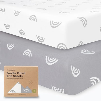 KeaBabies 2-Pack Organic Crib Sheets for Boys, Girls - 52x28 Fitted Crib Mattress Sheet Neutral, Breathable Jersey Cotton Cover for Baby Bed, Toddler Mattress, Soft & Cute Prints (Rainbow)