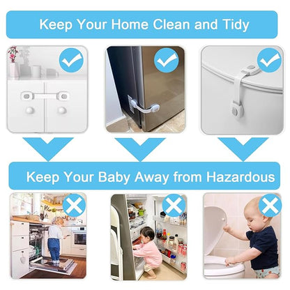 Fursafe&Q Baby Cabinet Locks, Child Safety Cabinet Proofing -Child Safety Strap Locks Adhesive Drawer Fridge Ovens Door Toilet Latches No Drill Multi-Purpose for Furniture Kitchen Lock (Grey, 2Pack)