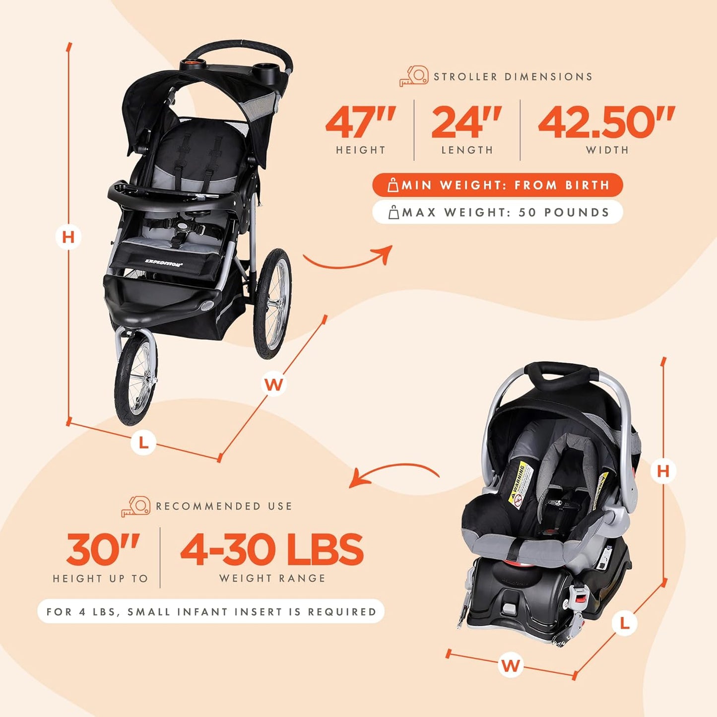 Baby Trend Expedition® Jogger, Dash Black
