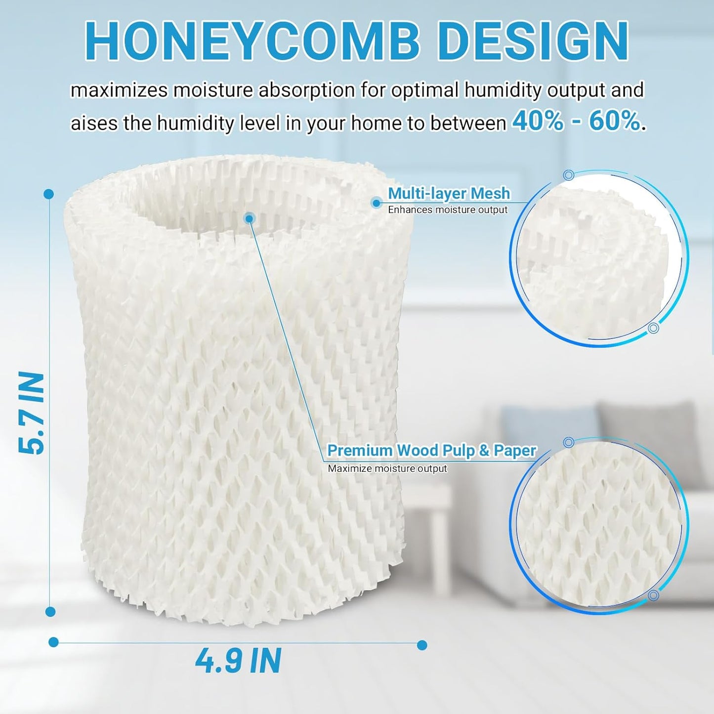 Lemige Premium Humidifier Filter Replacement 2.0 for Canopy Bedside Humidifier and Nursery Humidifiers, Made with Wood Pulp and Paper Wick Filter, Humidifier Wicking Filter Replace Every 6 Weeks