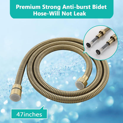 BARROCK Warm Water Bidet Sprayer Faucet for Toilet with Hot and Cold Brass Rough-in Valve, Stainless Steel Square Handheld Bidet Attachment Set For Feminine, Pets and Baby Diaper Washing, Brushed Gold