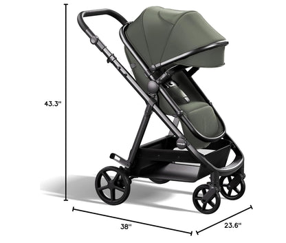 Mompush Baby Stroller, Convertible 2-in-1 with Bassinet Option, Infant Car Seat Compatible, Includes Adapter - Sturdy Full-Size Infant Stroller for Family Adventures