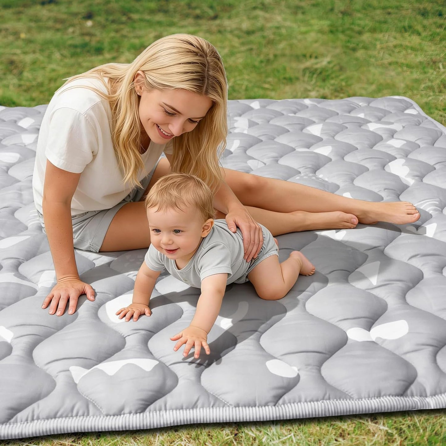Baby Play Mat, 50x50 Playpen Mat with Super Soft Touch, Activity Mats with Upgraded Anti-Slip Bottom, Machine Washable Crawling Mats for Floor & Picnic (Animal Alphabets)
