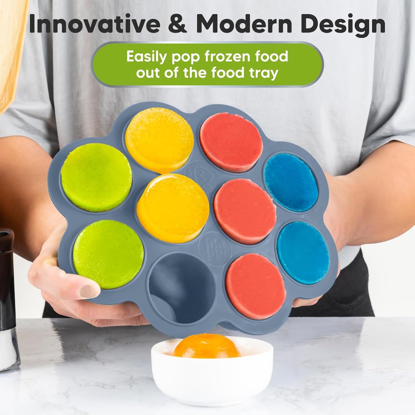 KeaBabies Silicone Food Freezer Trays with Lid, 2oz x 10 Pods Baby Food Storage Containers, Easy Puree Meal Prep, Breast Milk Silicone Freezer Molds, Dishwasher, Microwave Safe, BPA-Free (Chai Latte)