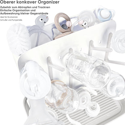 Termichy Baby Bottle Drying Rack: Large Vertical Bottle Dryer Rack Holder - Space Saving Standing Drying Rack for Baby Bottles and Pump Part Cleaning (Gray)