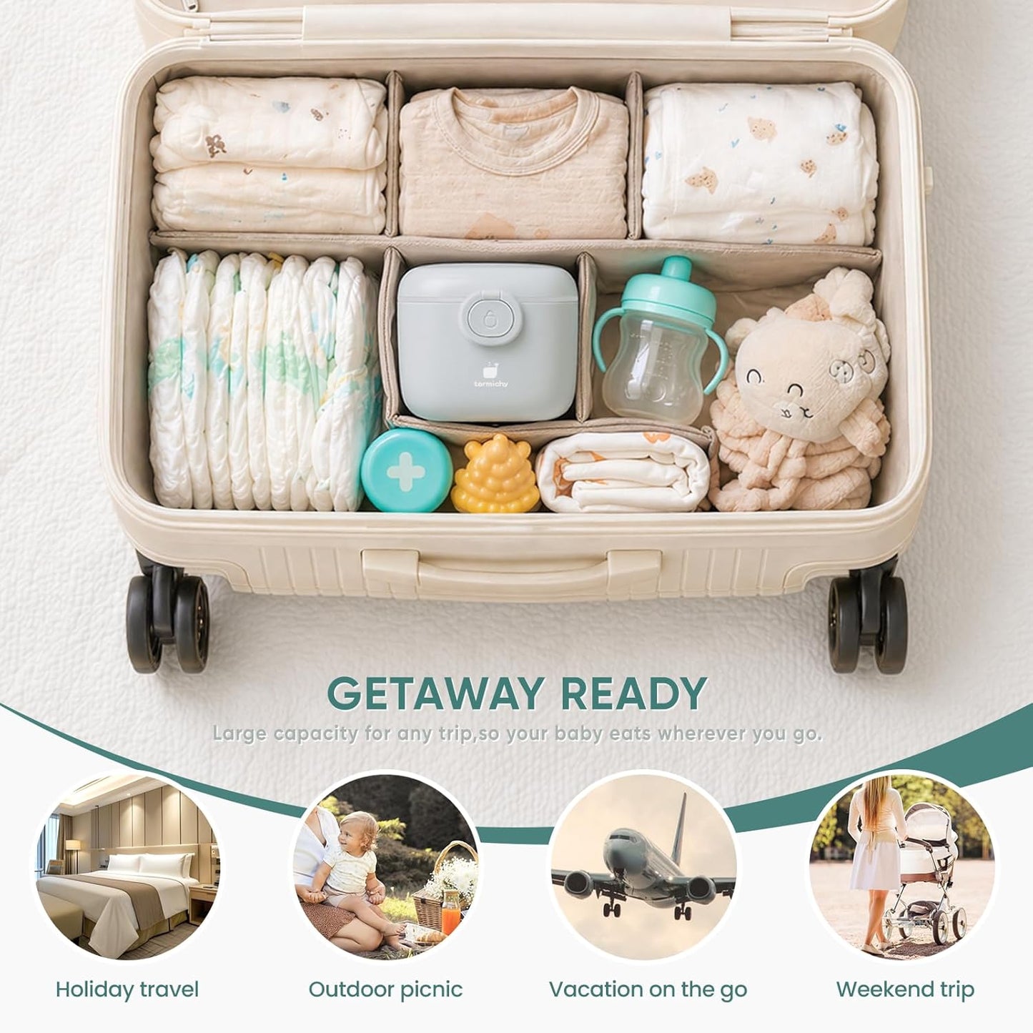 Termichy Baby Formula Dispenser, Portable Formula Dispenser Container with Scoop and Carry Handle for Travel Outdoor Activities for Baby Infant, 500ml