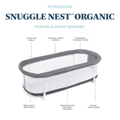 Baby Delight Snuggle Nest Bassinet, Portable Baby Bed, for Infants 0 – 5 Months, Driftwood Grey