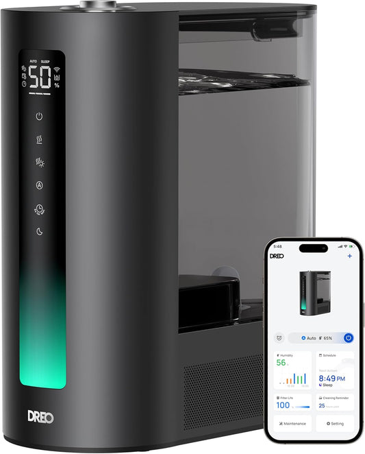 DREO 6L Humidifiers for Bedroom, Smart Warm & Cool Mist for Large Room, 60Hr Quiet Runtime for Baby, Plant, Humidity Sensor, Indicator Light, 12H Timer, Google/Alexa, HM713S
