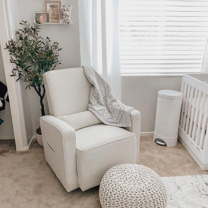Evolur Holland Upholstered Plush Seating Glider Swivel, Glider Chair for Nursery in Harbor, Modern Nursery Glider, Tool-Free Assembly, Easy to Clean, Environmentally Conscious Glider