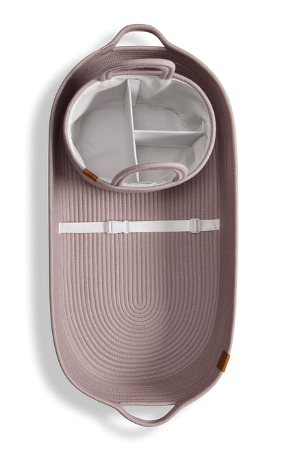 J&JOO Baby Changing Basket includes Diaper Caddy - Soft & Waterproof Dual-Cover, Portable, Changing Pad for Dresser & Changing Table, Gift for Baby Shower, Organic Cotton Rope