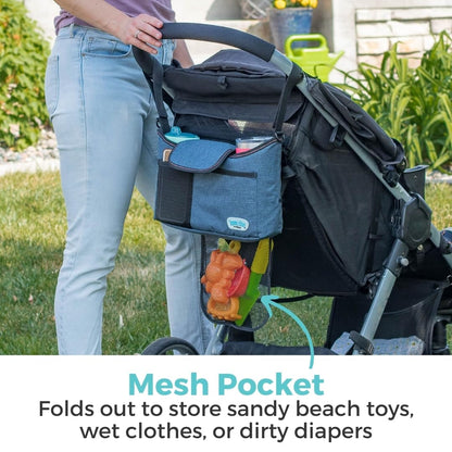 Toddleroo by North States - Baby Stroller Organizer: Universal Stroller Caddy with Cup Holder - Adjustable Storage Attachment for Strollers - Navy