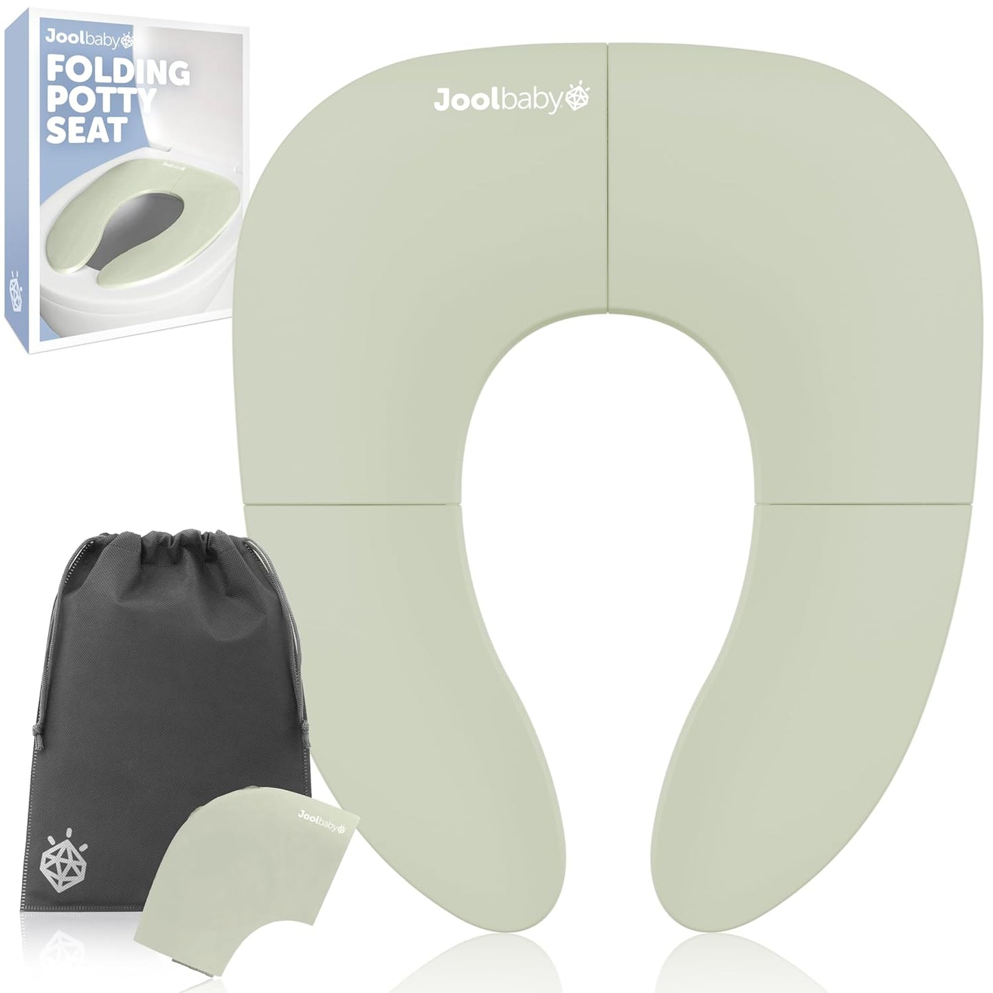 Jool Baby Folding Travel Potty Training Seat for Toddlers, Fits Round & Oval Toilets, Non-Slip Suction Cups, Includes Free Travel Bag (Aqua)