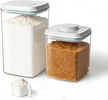 Ankou Formula Container - 1700ml Airtight Formula Dispenser One Button Handy Milk Powder Container BPA-Free Storage Containers with Scoop and Scraper Transparent 730g