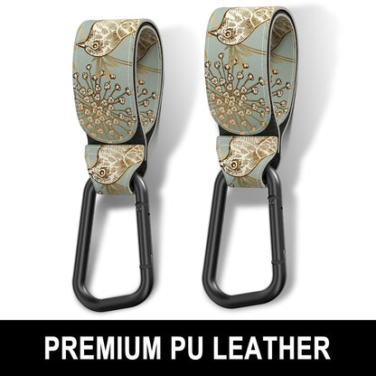Baby Stroller Hooks for Hanging Bags, Universal Stroller Clips Accessories, Mommy Hook for Diaper Bag, Shopping Cart, Purse, Backpack - 2 Pack, Abstract Leaf