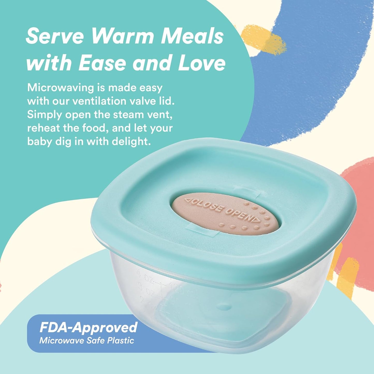 Liname Silicone Baby Food Containers (6 Pack) - Baby Food Storage Containers with Ventilation Valve for Reheating & Rubber Bottom for Easy Frozen Food Release - Baby Led Weaning & Feeding Essentials