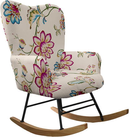 CRFATOP Jacquard 1 PC Nursery Rocking Chair Recliner Covers Upholstered Glider Rocker Banquet Armchair Slipcover Stretch Accent Chairs Furniture Protector for Living Room Bedroom Offices,Green