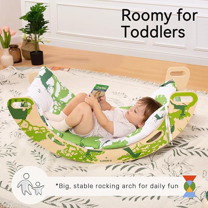WINGYZ Pikler Triangle Set, Montessori Foldable 8-in-1 Jungle Gym with Reversible Animal Slide, Patent-Protected Climbing Set, Safe 2.35" Gap ASTM F963 Standards for Toddlers 18 Months-7 Years (Green)