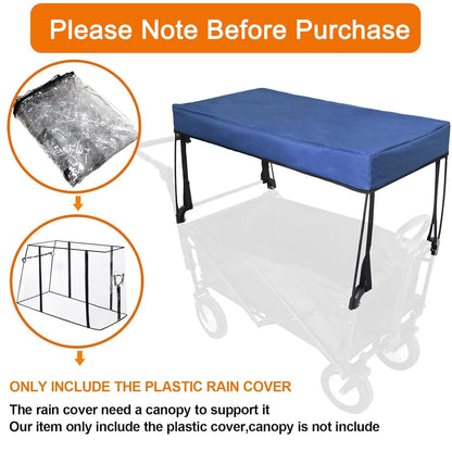 Wagon Rain Cover,Transparent EVA Waterproof Windproof Dustproof Cover for Folding Shopping Cart 35-37 Inch Folding Trolley Cart Accessories,Essential for Baby Stroller Outdoor Camping Picnic & Beach