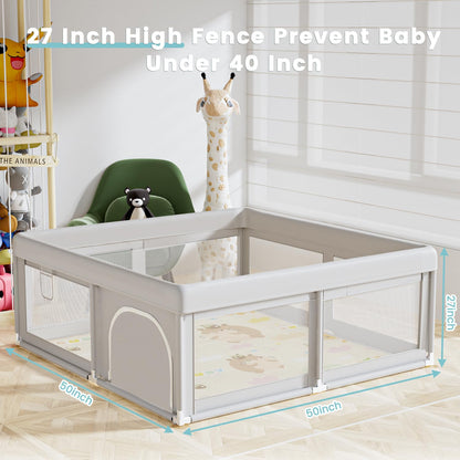 Hiaksedt Baby Playpen 50x50 Inch, Play Pens for Babies and Toddlers Baby Fence Play Yards for Indoor & Outdoor with Breathable Mesh Anti-Fall Playpen