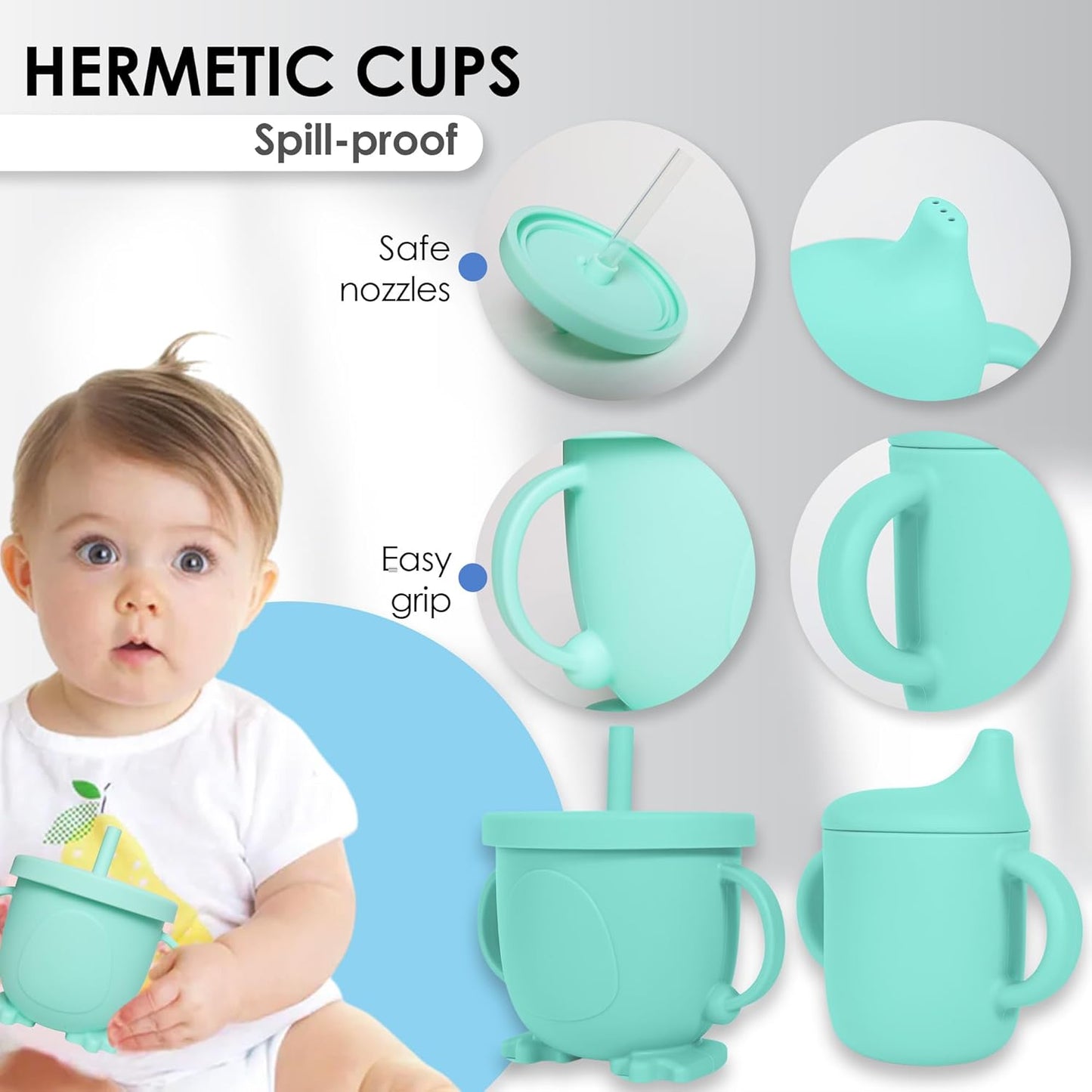 Bluet B- Silicone Baby Feeding Set with Pacifier - Baby Led Weaning Supplies - Baby Spoons, Suction Bowl - Plate - Baby Utensils Set - Silicone Feeding Set for Baby First Foods - 11pcs - Purple