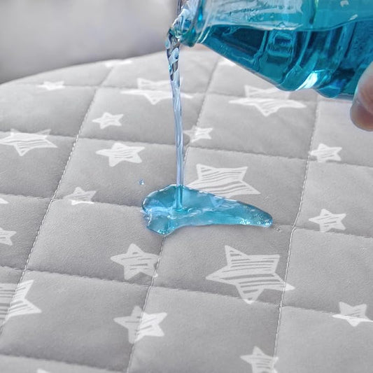 Crib Mattress Protector Waterproof 2 Pack, Quilted Crib Mattress Pad Cover 52" x 28" Extra Soft Breathable Toddler Bed Cover Stretch Up to 8", Grey & Navy Star