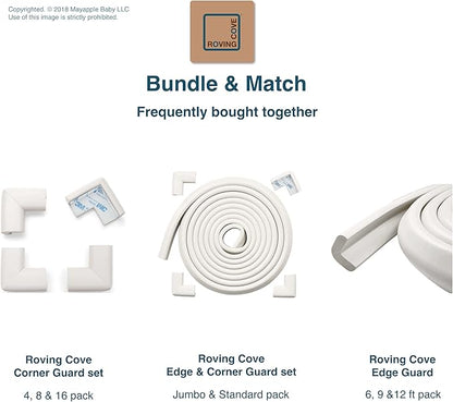 Roving Cove HeftyFit Corner Protector for Baby (8 Large Corners), Heavy-Duty Soft Rubber Foam Furniture Corner Bumper Guards, 3M Adhesive Pre-Taped, Oyster White (Off White)