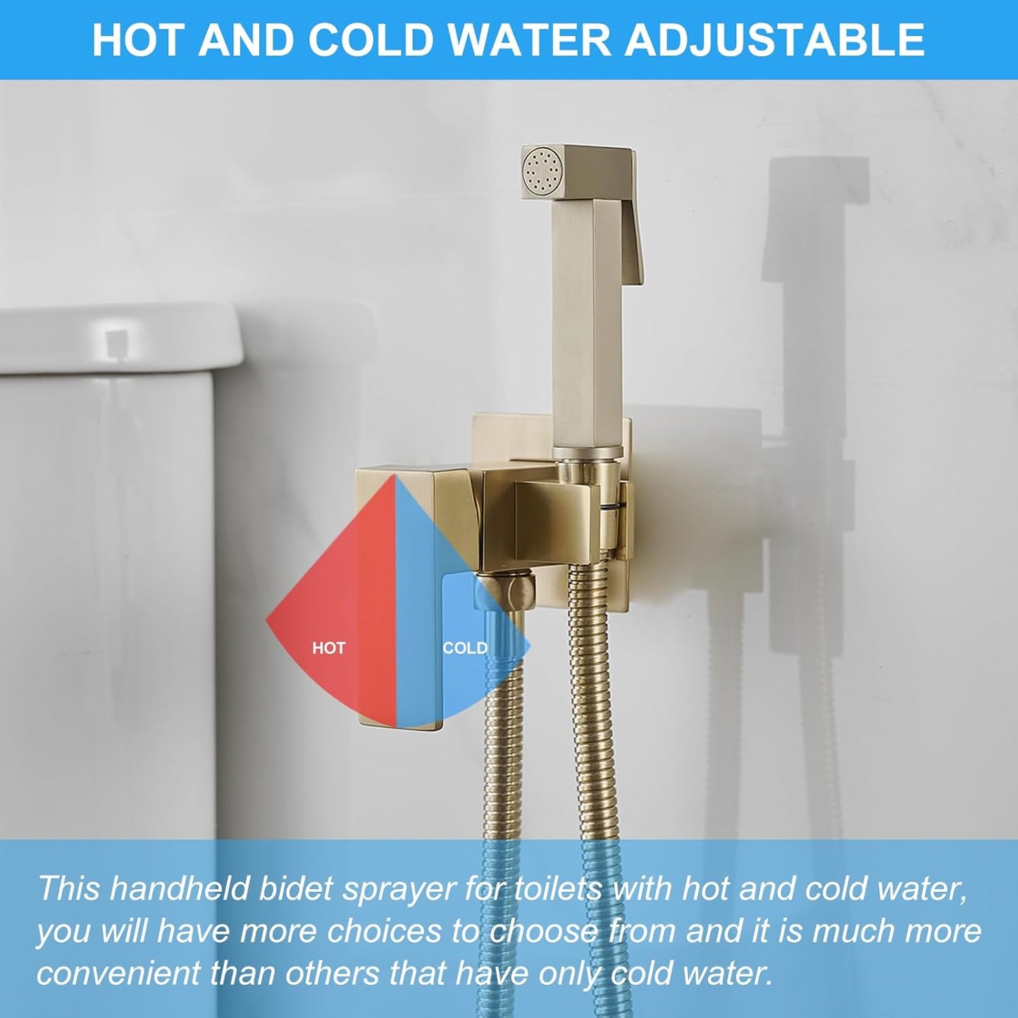BWE Handheld Toilet Bidet Sprayer with Adjustable Water Pressure for Toilet Hot and Cold Bidet Spray Set Brass Toilets Bidets Wall Mount Cleaning Faucet Jet for Feminine Wash, Matte Black