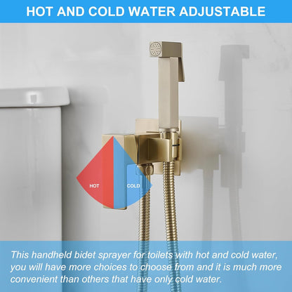 BWE Handheld Toilet Bidet Sprayer with Adjustable Water Pressure for Toilet Hot and Cold Bidet Spray Set Brass Toilets Bidets Wall Mount Cleaning Faucet Jet for Feminine Wash, Matte Black