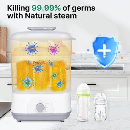 Freebaby Baby Bottle Sterilizer and Dryer,4 in 1 Electric Steam Sanitizer and Dryer for All Baby Bottle,Bottle Sanitizer for Pacifiers&Breast Pump Accessories,8 Bottles Capacity