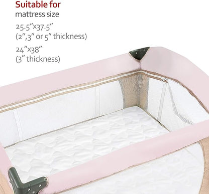 Pack and Play Mattress Pad Sheets Cover Waterproof 2 Pack, Soft Quilted Fit Graco Pack and Play Crib Baby Portable Mini Cribs and Foldable Mattresses Protector 27" X 39"