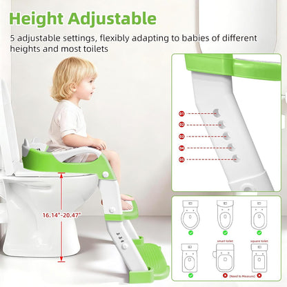 Potty Training Seat, Upgrade Toddler Toilet Seat for Kids Boys Girls, 3 in 1 Potty Training Toilet with Step Stool Ladder-Non Slip Foldable (Purple+Pink)