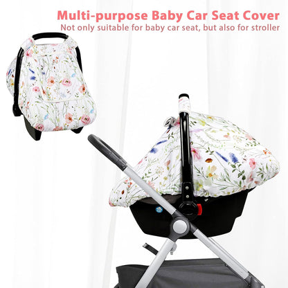 Car Seat Cover Baby Girl, Warm Winter Carseat Cover for Baby, Kick-Proof Infant Car Seat Cover with Peep Window, Windproof & Cozy, Pink Rainbow