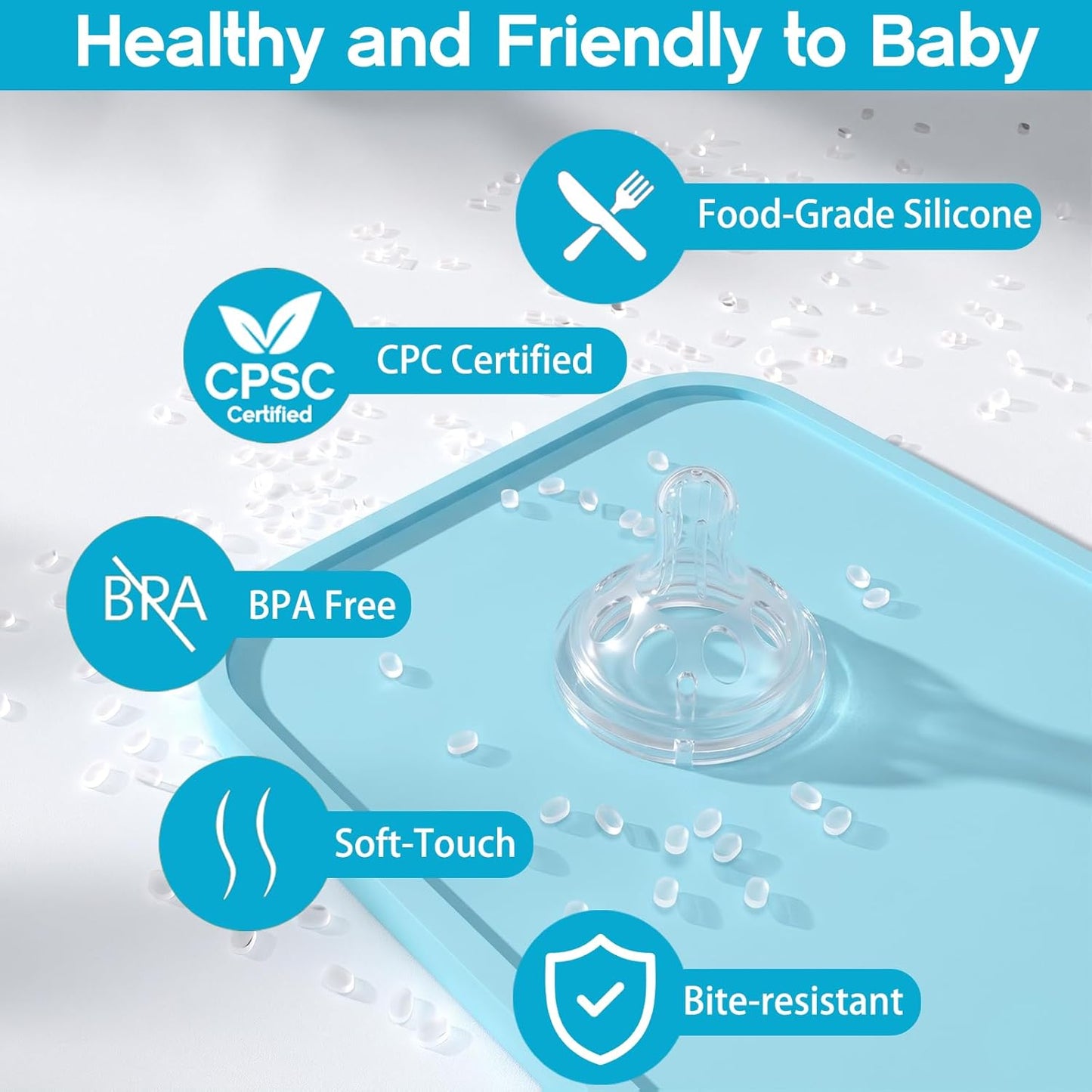 Baby Silicone Nipples for Lansinoh Bottles, Anti-Colic Replacement Nipple for Baby 6m+, BPA Free, Fast Flow, Size L, 6 Count