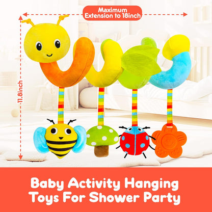 TSYAN Car Seat Toys for Babies 0-6 Months Boy,Baby Spiral Hanging Plush Activity Toys Thank You Gifts for Newborn 0 3 6 9 12 Months Baby Boys Girls