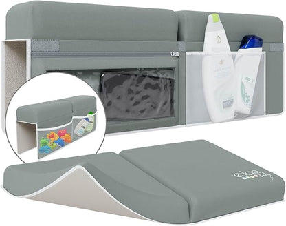 Comfortable Baby Bath Kneeler and Elbow Rest Pad Set - Kneeling Pad Bath Mat with 4 Toy Organizer Pockets,Non-Slip Baby Bathtub Mat, Waterproof and Easy to Clean