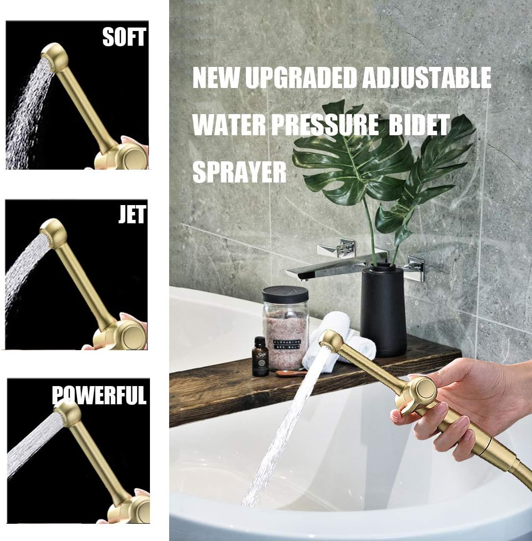 Handheld Bidet Toilet Sprayer, White Bidet Spray for Toilet, Cloth Diaper Sprayer with Backflow Preventer, Adjustable Water Jet Spray with 7.9" Long Wand