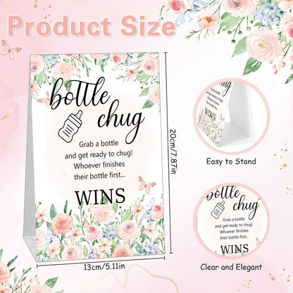 TrelaCo Bottle Chug Baby Shower Game 20 Pcs Baby Bottles Shower Favor with 1 Greenery Theme Sign for Gender Reveal Party Supplies Gifts(Green)