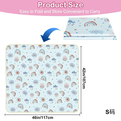 Basumee Splat Mat High Chair Mat Waterproof Baby Play Splat Mat for Under High Chair Food Catcher Highchair Mat for Floor Non Slip Bottom, Pink Rainbow, 46x42 Inches