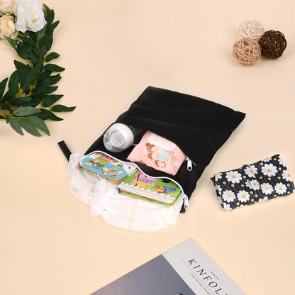 Wet Dry Bags 2-Pack with Cute Dolphin Print - Waterproof Travel Organizer for Swimming Pool Beach Gym Baby Cloth Diapers Swimwear with Dual Zippers