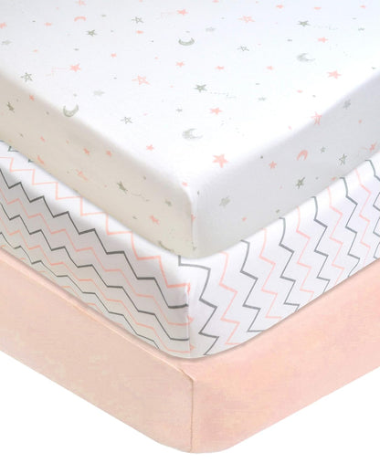 American Baby Company 3 Pack 100% Natural Cotton Fitted Pack and Play Sheets 39" x 27" - Soft & Breathable Pack N Play Sheets for Playard & Mini Crib Mattress, Yellow Star/Yellow/White, for Boy & Girl