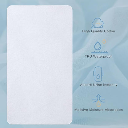 Waterproof Crib Pad, 27" x 50", Reusable Incontinence Flannel Crib Protector for Baby, Toddler, Elders and Pets - White