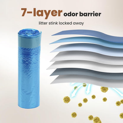 GKJ Cat Litter Box Waste Disposal System for Odor Control Cat Litter Trash Can | Includes 1 roll of 16 Easy Tear-Off Bags | Diaper Trash Can