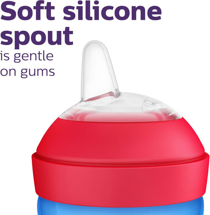 Philips AVENT My Easy Sippy Cup with Soft Spout and Spill-Proof Design, Blue/Green, 9oz, 2pk, SCF553/25